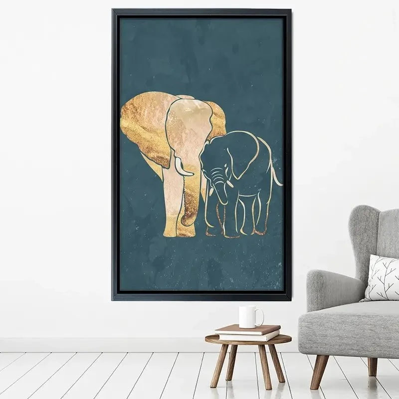 Elephant Embrace Teal Portrait Canvas Print Elephant Embrace Teal Portrait Canvas Print wall art product Sarah Manovski