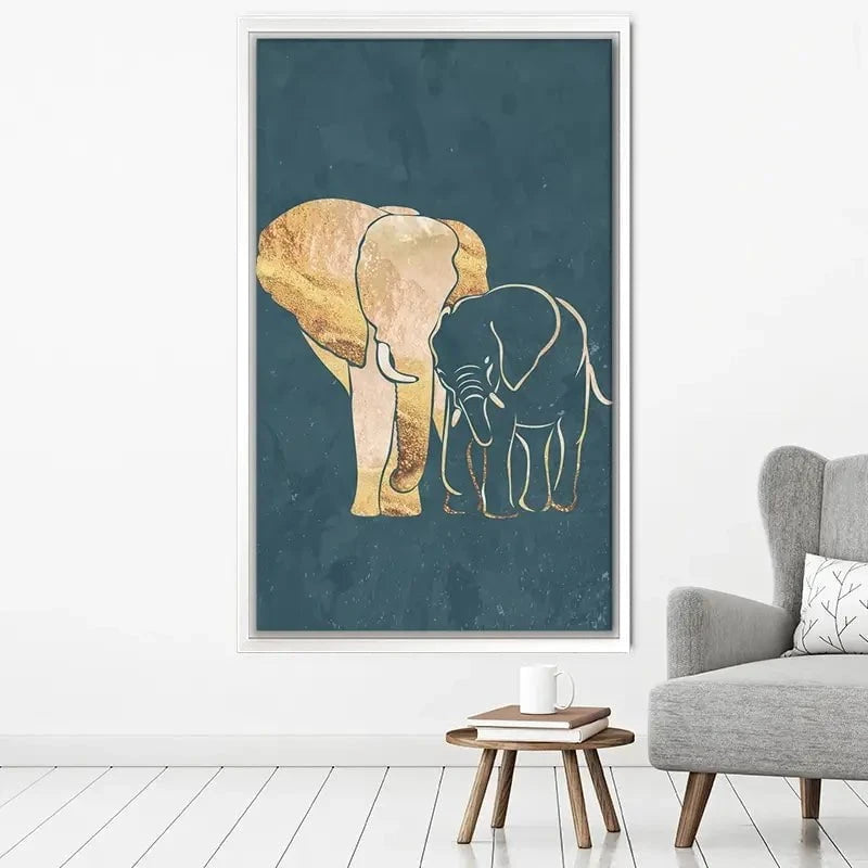 Elephant Embrace Teal Portrait Canvas Print Elephant Embrace Teal Portrait Canvas Print wall art product Sarah Manovski