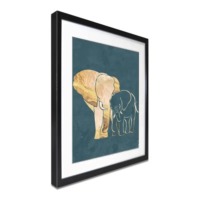 Elephant Embrace Teal Portrait Framed Art Print Elephant Embrace Teal Portrait Framed Art Print wall art product Sarah Manovski