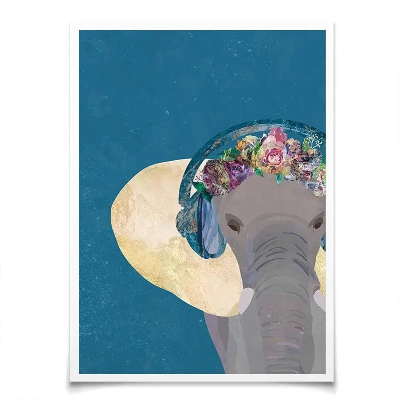 Elephant In Floral Crown Art Print Elephant In Floral Crown Art Print wall art product Sarah Manovski