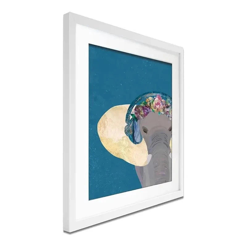 Elephant In Floral Crown Framed Art Print Elephant In Floral Crown Framed Art Print wall art product Sarah Manovski
