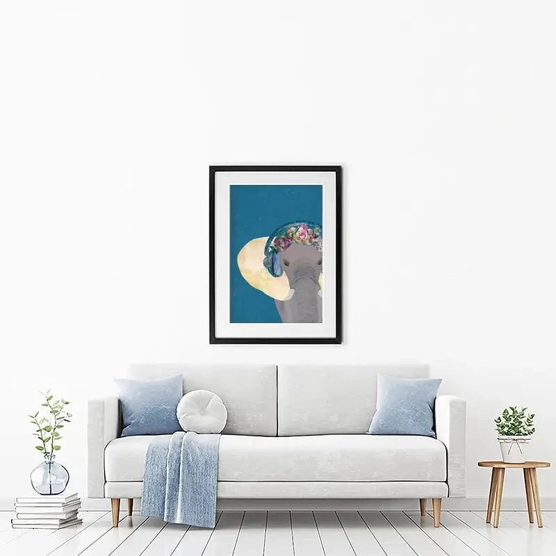 Elephant In Floral Crown Framed Art Print Elephant In Floral Crown Framed Art Print wall art product Sarah Manovski