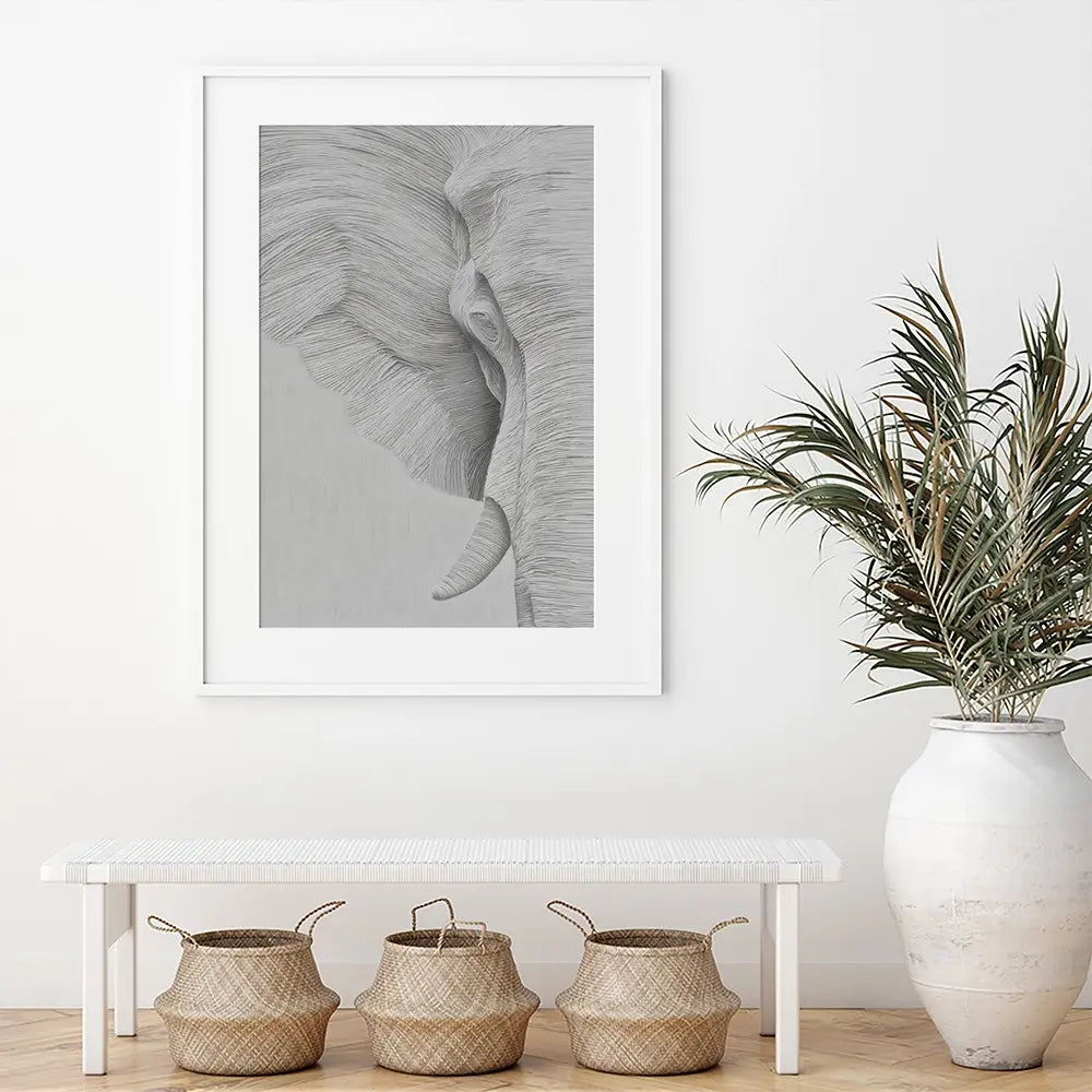 Elephant Line Work Framed Art Print Elephant Line Work Framed Art Print wall art product LSR Design Studio - Independent