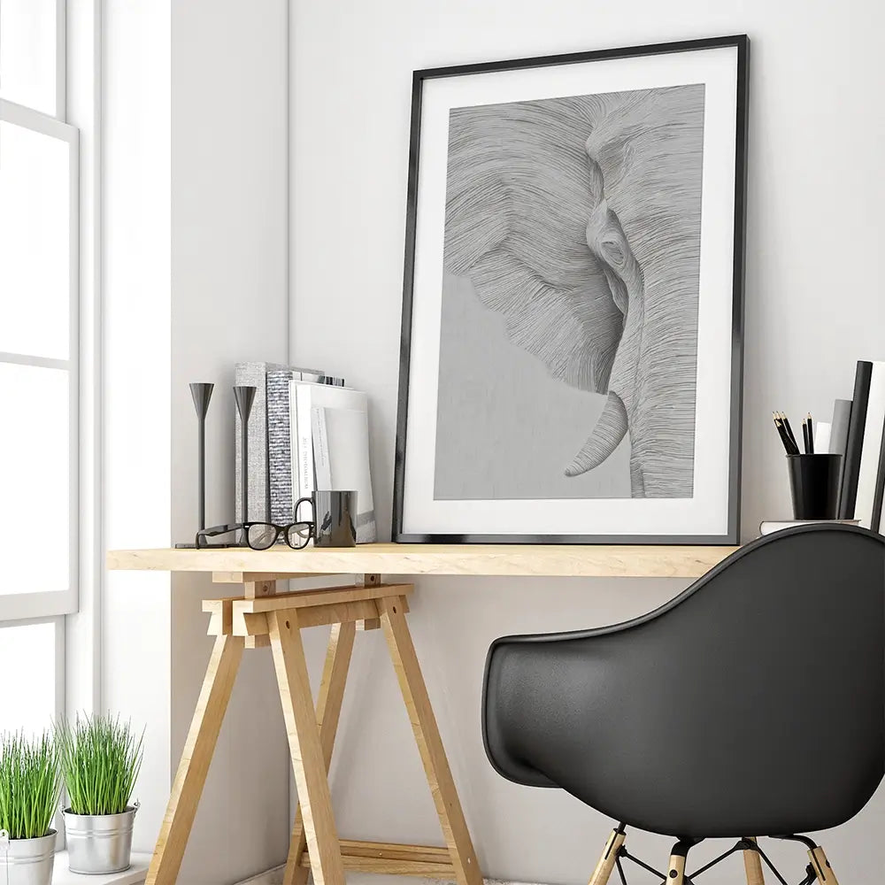 Elephant Line Work Framed Art Print Elephant Line Work Framed Art Print wall art product LSR Design Studio - Independent