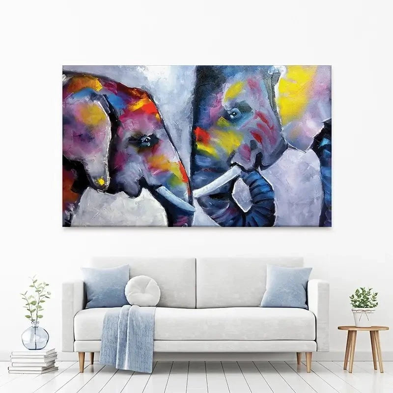 Elephant Pair Oil Painting Canvas Print Elephant Pair Oil Painting Canvas Print wall art product kumachenkova / Shutterstock