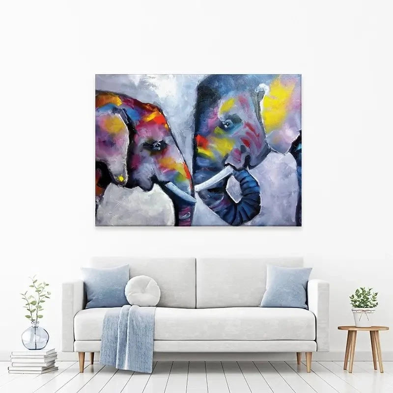 Elephant Pair Oil Painting Canvas Print Elephant Pair Oil Painting Canvas Print wall art product kumachenkova / Shutterstock