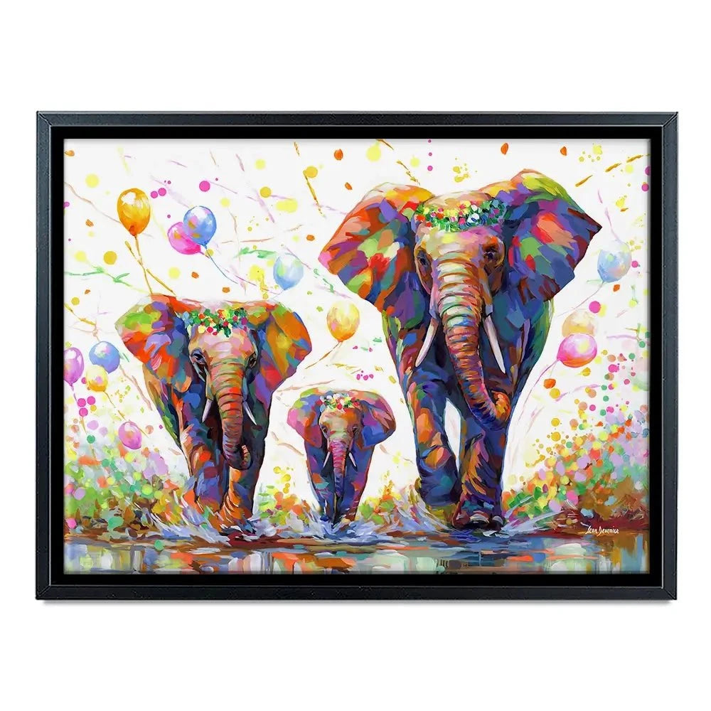 Elephants Colourful Celebration 2 Canvas Print Elephants Colourful Celebration 2 Canvas Print wall art product Leon Devenice