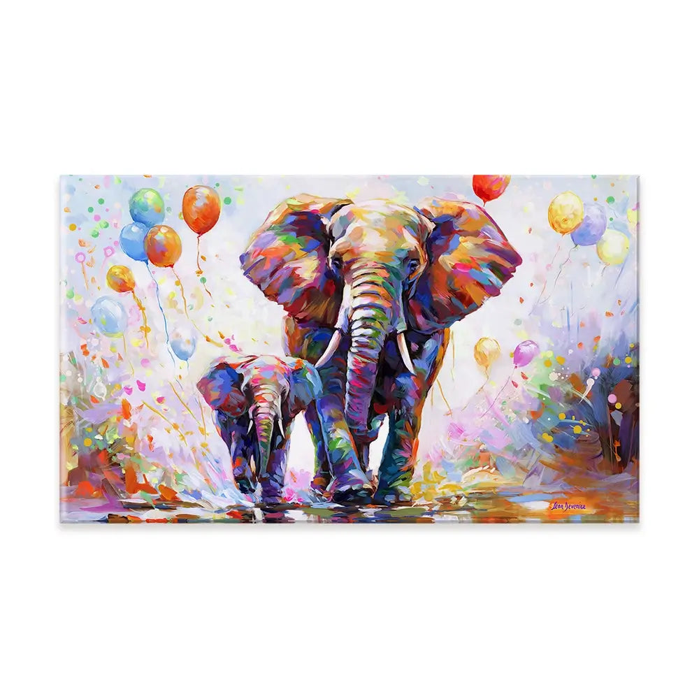 Elephants Colourful Celebration Canvas Print Elephants Colourful Celebration Canvas Print wall art product Leon Devenice