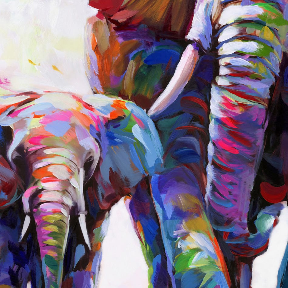 Elephants Colourful Celebration Canvas Print wall art product Leon Devenice