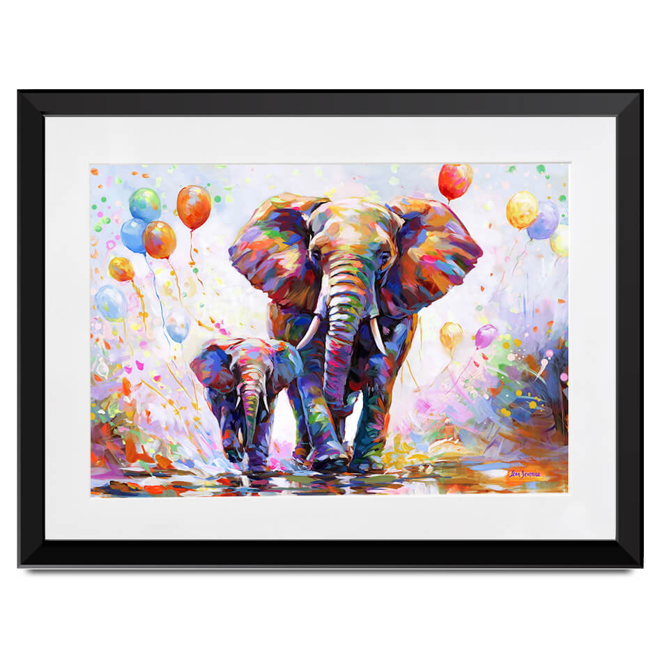 Elephants Colourful Celebration Framed Art Print Elephants Colourful Celebration Framed Art Print wall art product Leon Devenice