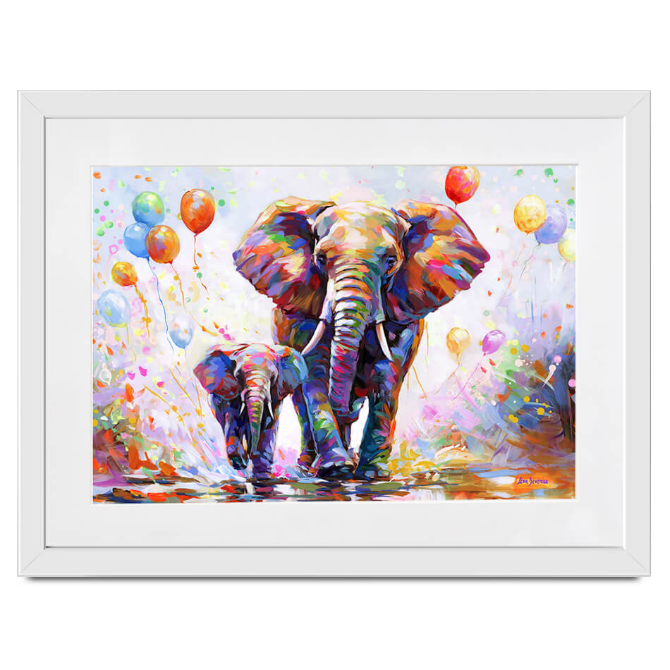 Elephants Colourful Celebration Framed Art Print Elephants Colourful Celebration Framed Art Print wall art product Leon Devenice