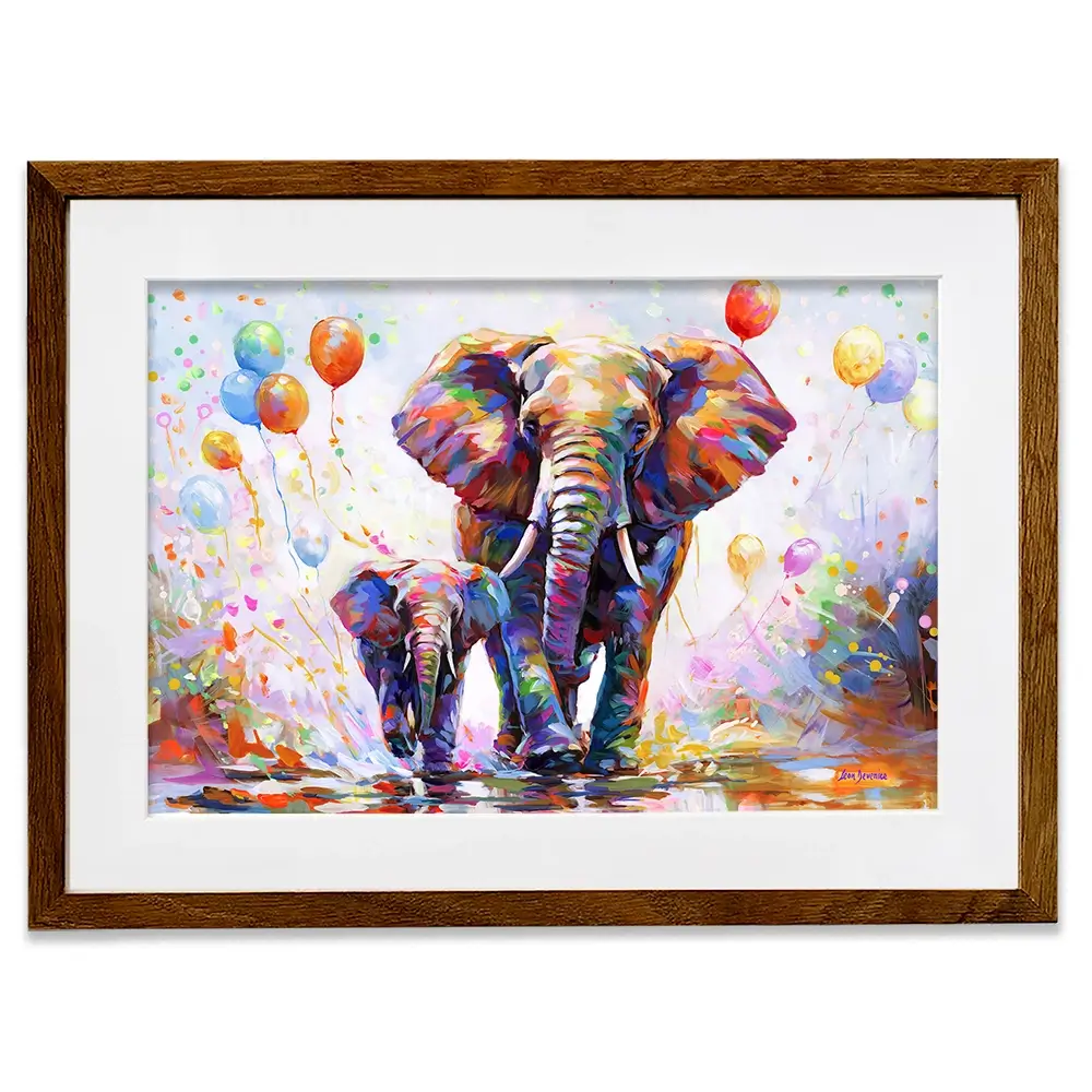 Elephants Colourful Celebration Framed Art Print Elephants Colourful Celebration Framed Art Print wall art product Leon Devenice