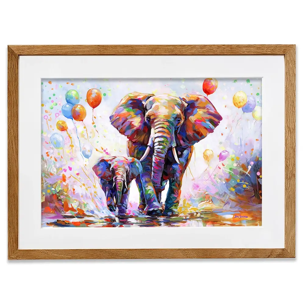 Elephants Colourful Celebration Framed Art Print Elephants Colourful Celebration Framed Art Print wall art product Leon Devenice
