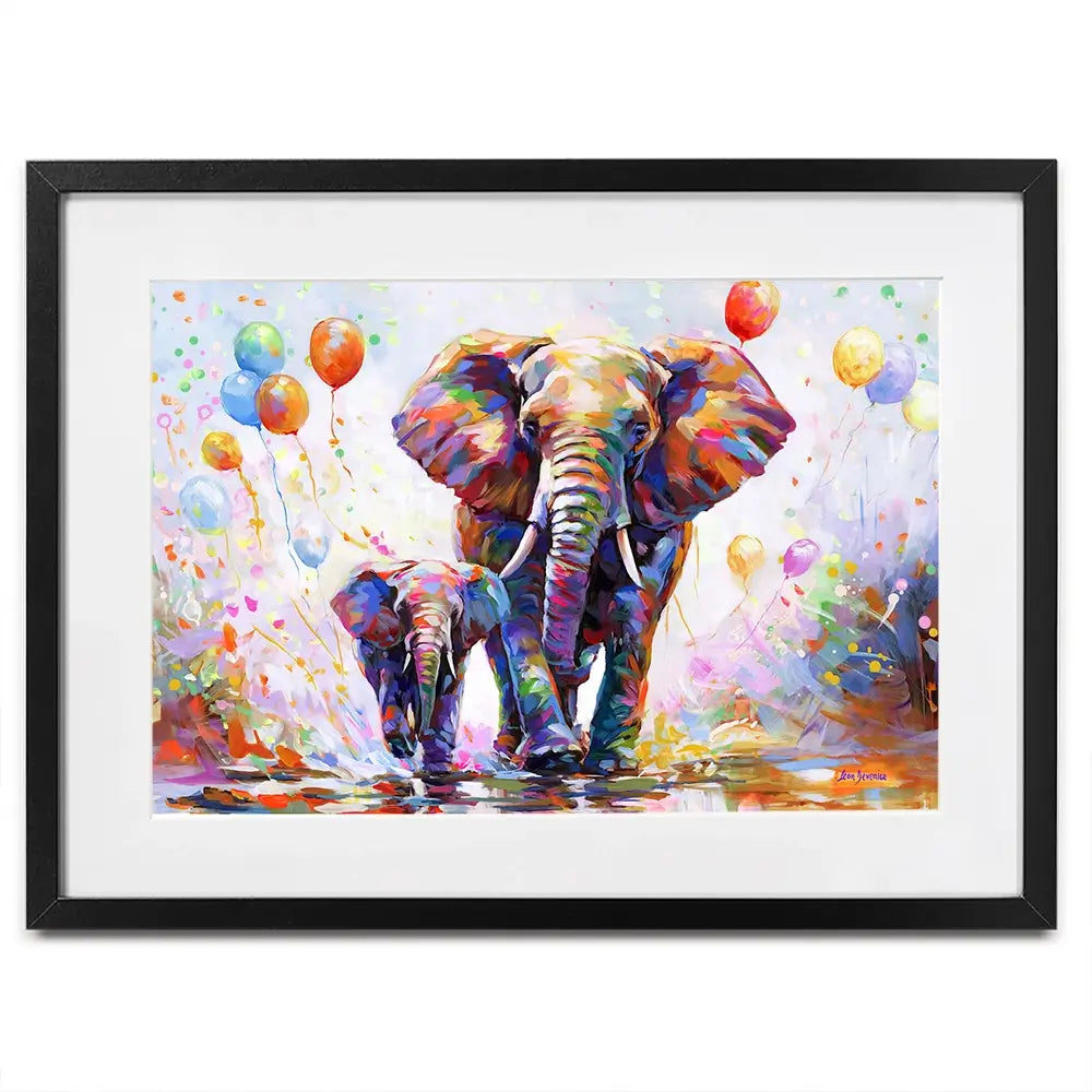 Elephants Colourful Celebration Framed Art Print Elephants Colourful Celebration Framed Art Print wall art product Leon Devenice
