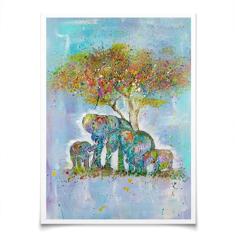Elephants Under The Tree Art Print Elephants Under The Tree Art Print wall art product Jamie Taylor