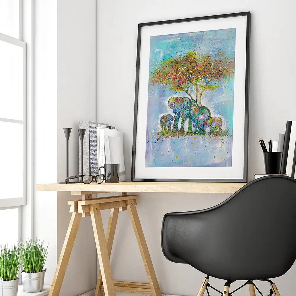 Elephants Under The Tree Framed Art Print Elephants Under The Tree Framed Art Print wall art product Jamie Taylor