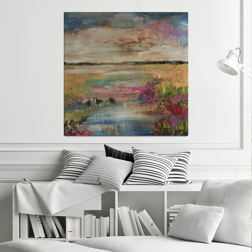 Expressionistic Marsh Square Canvas Print Expressionistic Marsh Square Canvas Print wall art product Tiffani Taylor - Independent