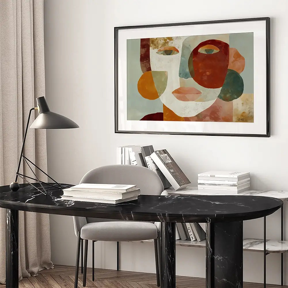 Face Of Shapes Framed Art Print Face Of Shapes Framed Art Print wall art product Chromatic Storm Studio