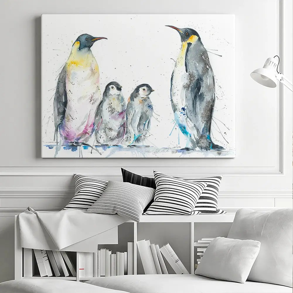 Family Of Penguins Canvas Print Family Of Penguins Canvas Print wall art product Nicola Jane Rowles