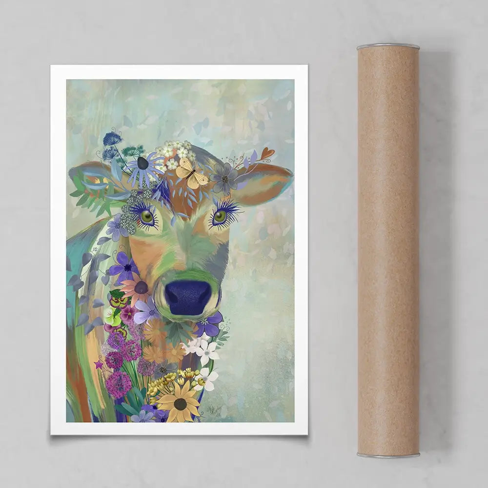 Fantastic Florals Cow Art Print Fantastic Florals Cow Art Print wall art product Fab Funky