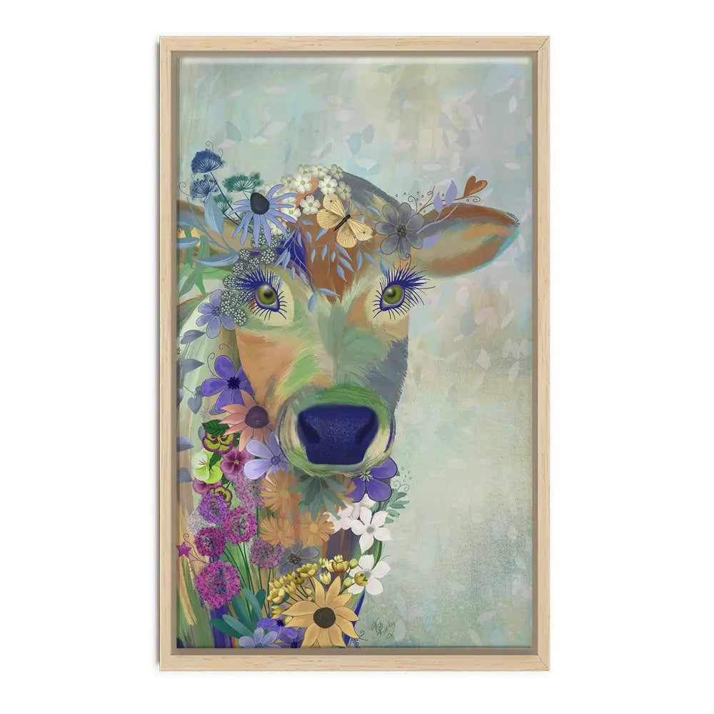 Fantastic Florals Cow Canvas Print Fantastic Florals Cow Canvas Print wall art product Fab Funky