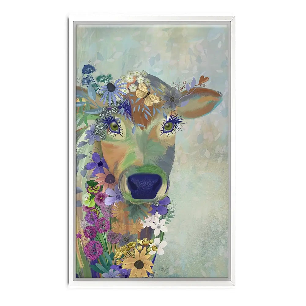 Fantastic Florals Cow Canvas Print Fantastic Florals Cow Canvas Print wall art product Fab Funky