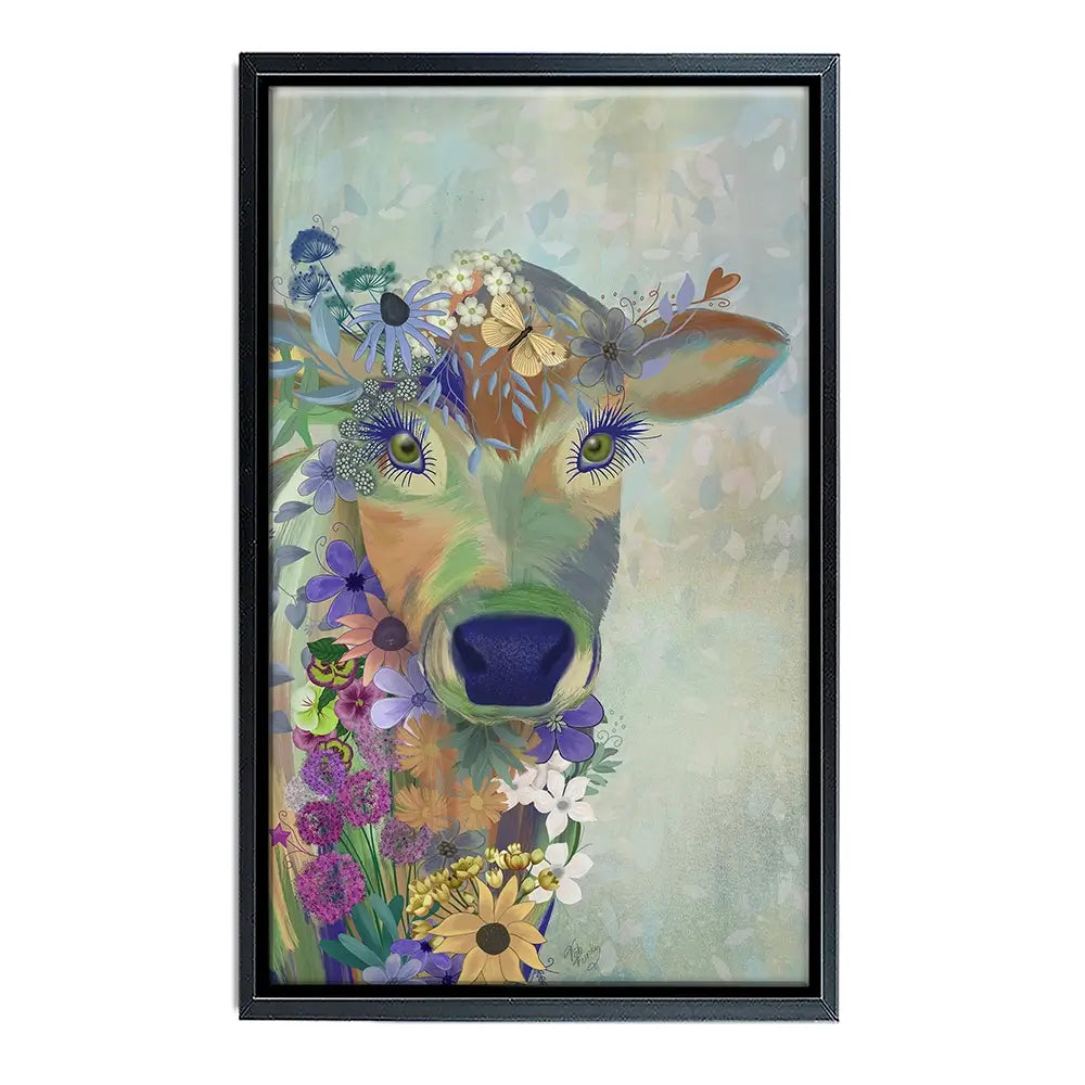Fantastic Florals Cow Canvas Print Fantastic Florals Cow Canvas Print wall art product Fab Funky