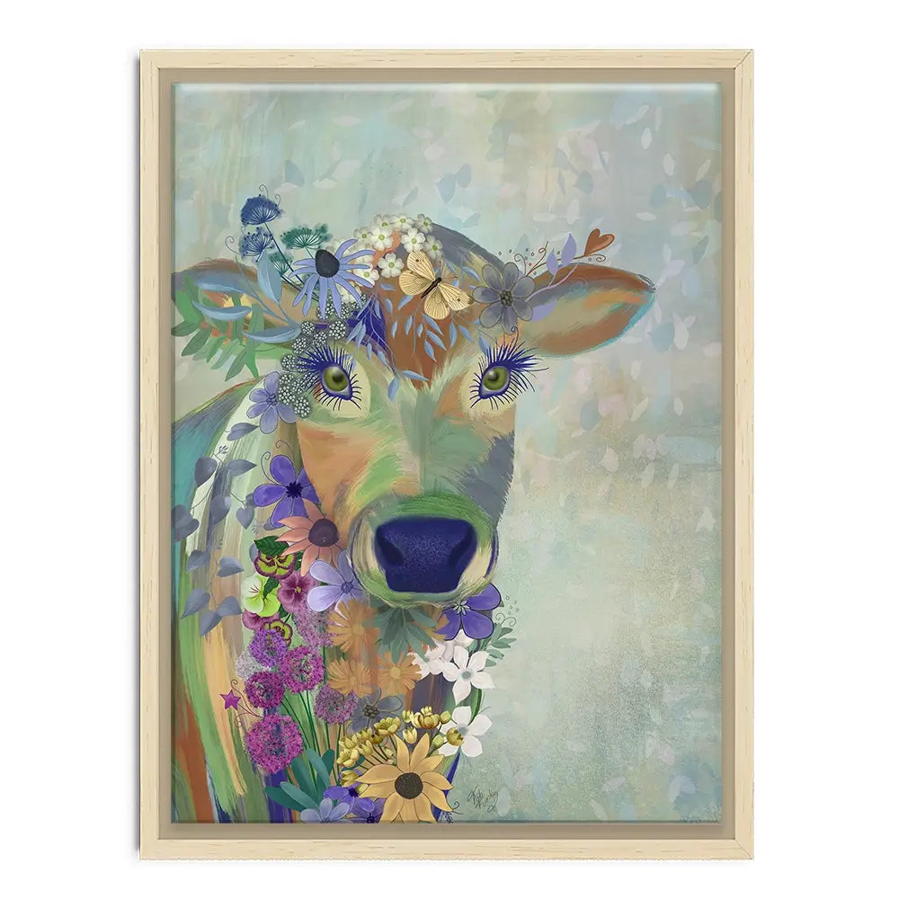 Fantastic Florals Cow Canvas Print Fantastic Florals Cow Canvas Print wall art product Fab Funky