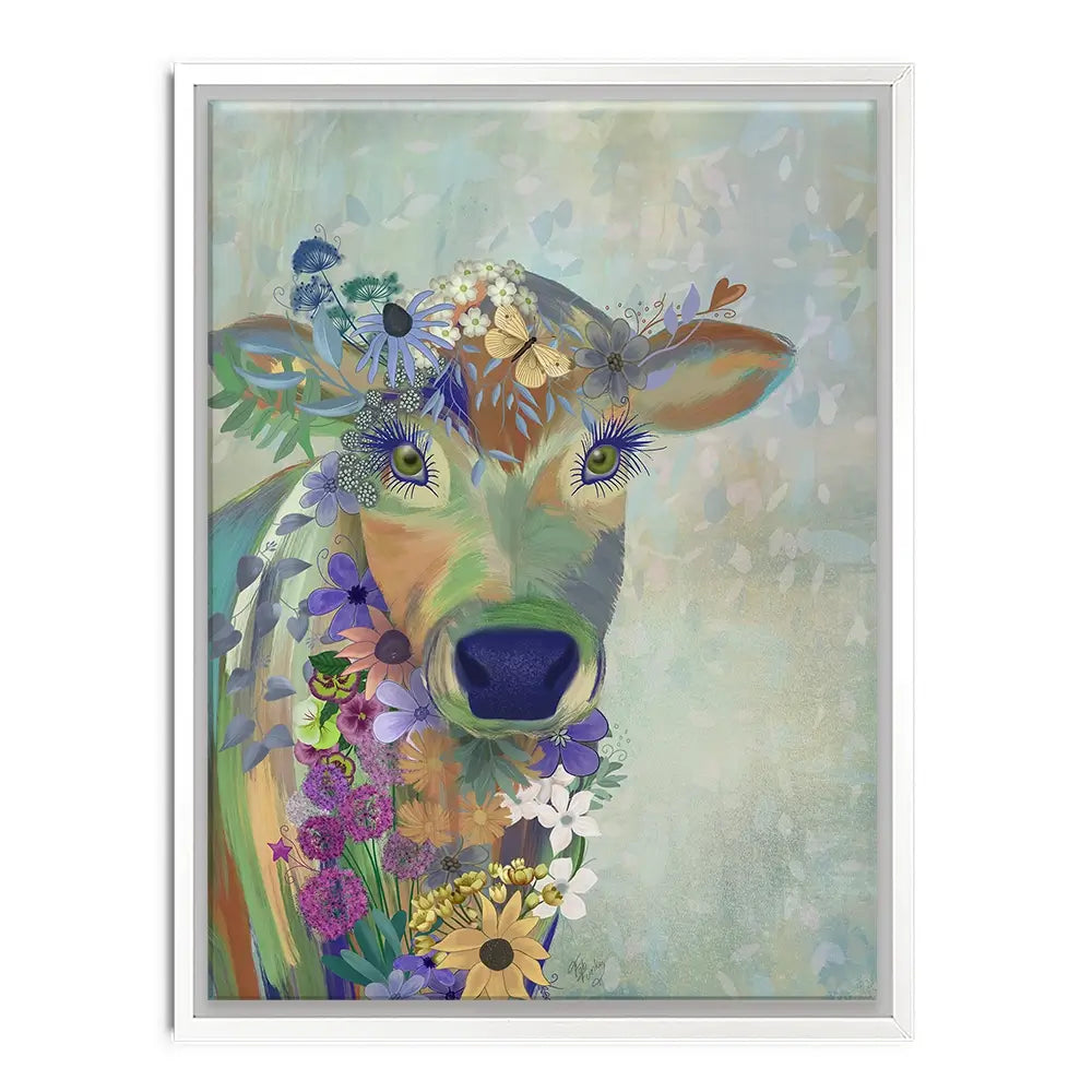 Fantastic Florals Cow Canvas Print Fantastic Florals Cow Canvas Print wall art product Fab Funky