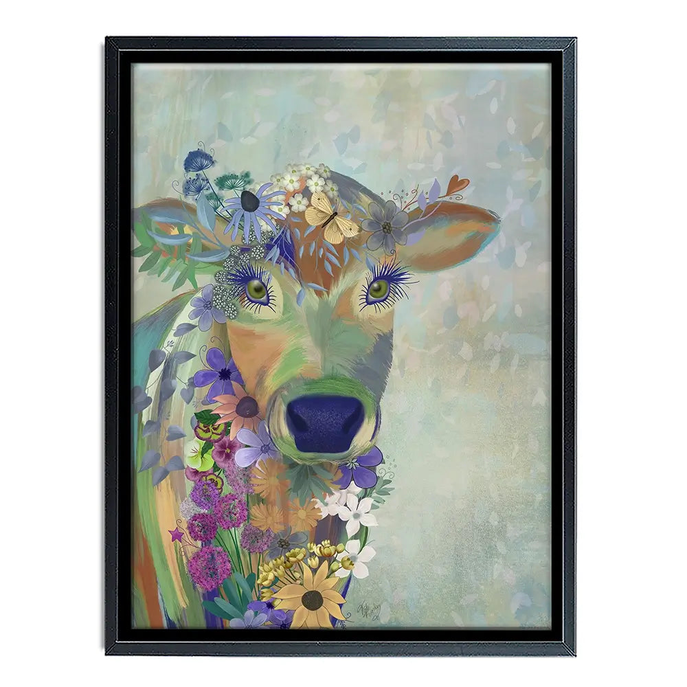 Fantastic Florals Cow Canvas Print Fantastic Florals Cow Canvas Print wall art product Fab Funky
