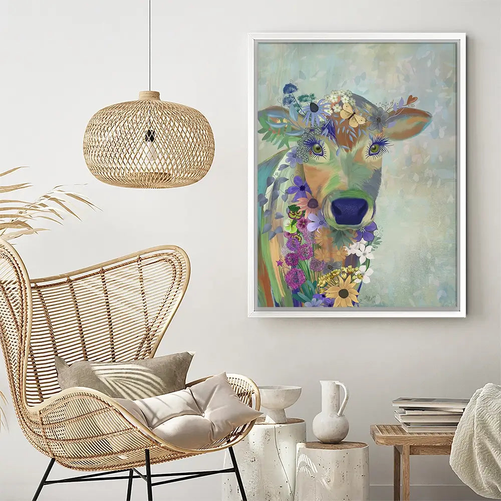 Fantastic Florals Cow Canvas Print Fantastic Florals Cow Canvas Print wall art product Fab Funky