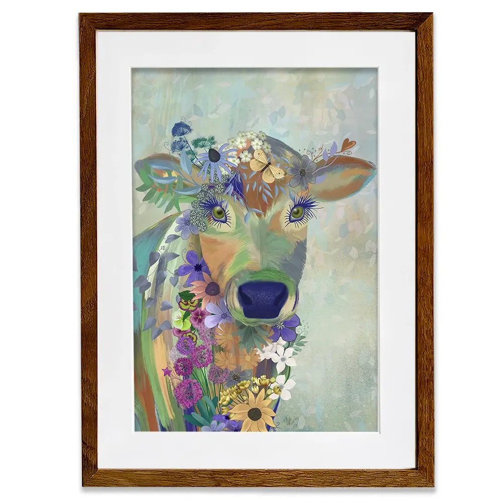 Fantastic Florals Cow Framed Art Print Fantastic Florals Cow Framed Art Print wall art product Fab Funky