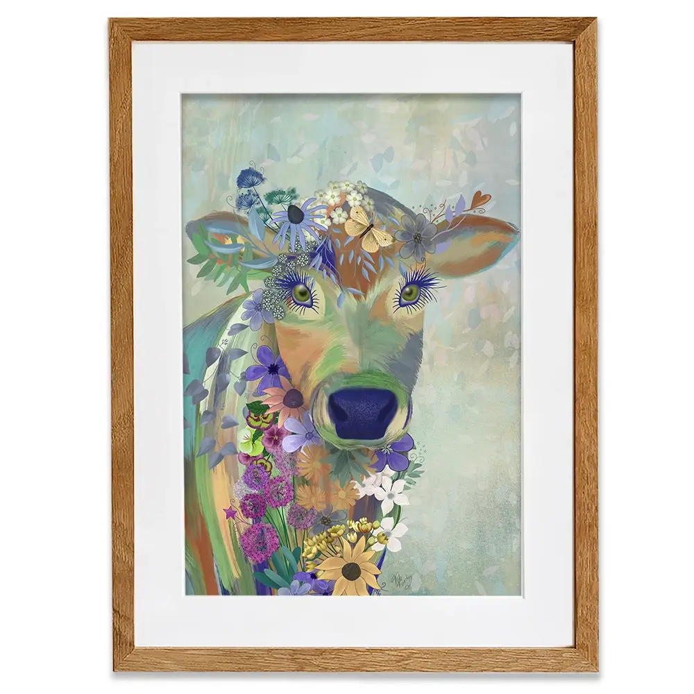 Fantastic Florals Cow Framed Art Print Fantastic Florals Cow Framed Art Print wall art product Fab Funky