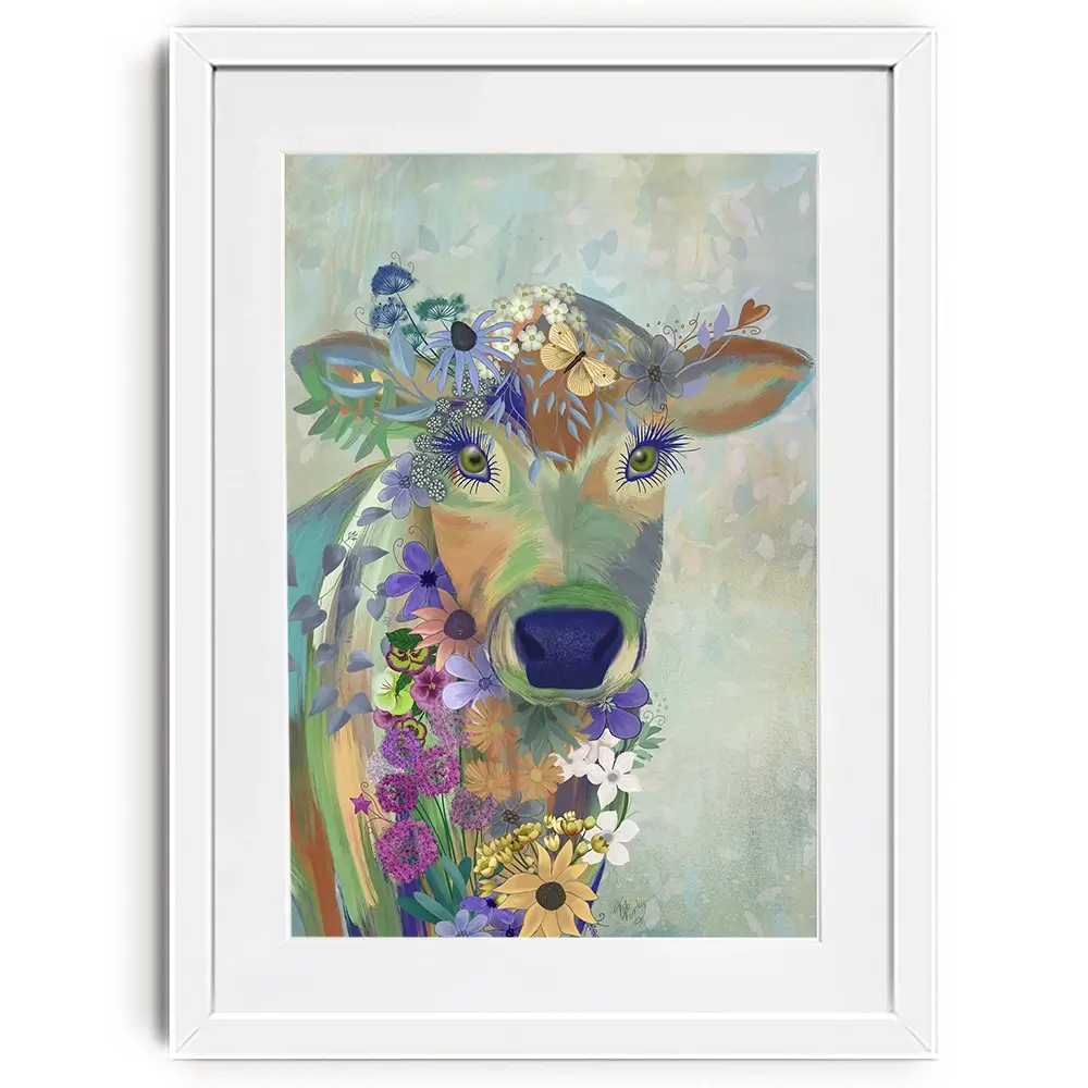 Fantastic Florals Cow Framed Art Print Fantastic Florals Cow Framed Art Print wall art product Fab Funky