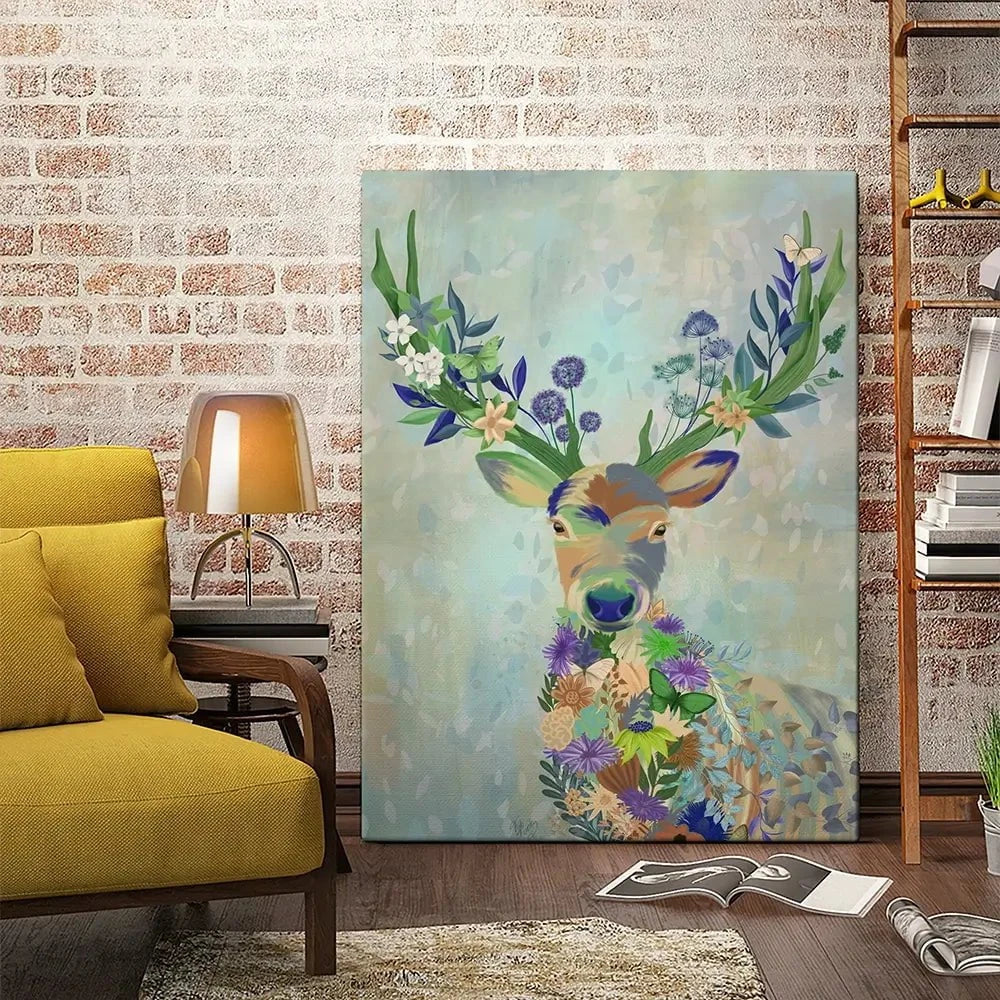 Fantastic Florals Deer Portrait Canvas Print Fantastic Florals Deer Portrait Canvas Print wall art product Fab Funky