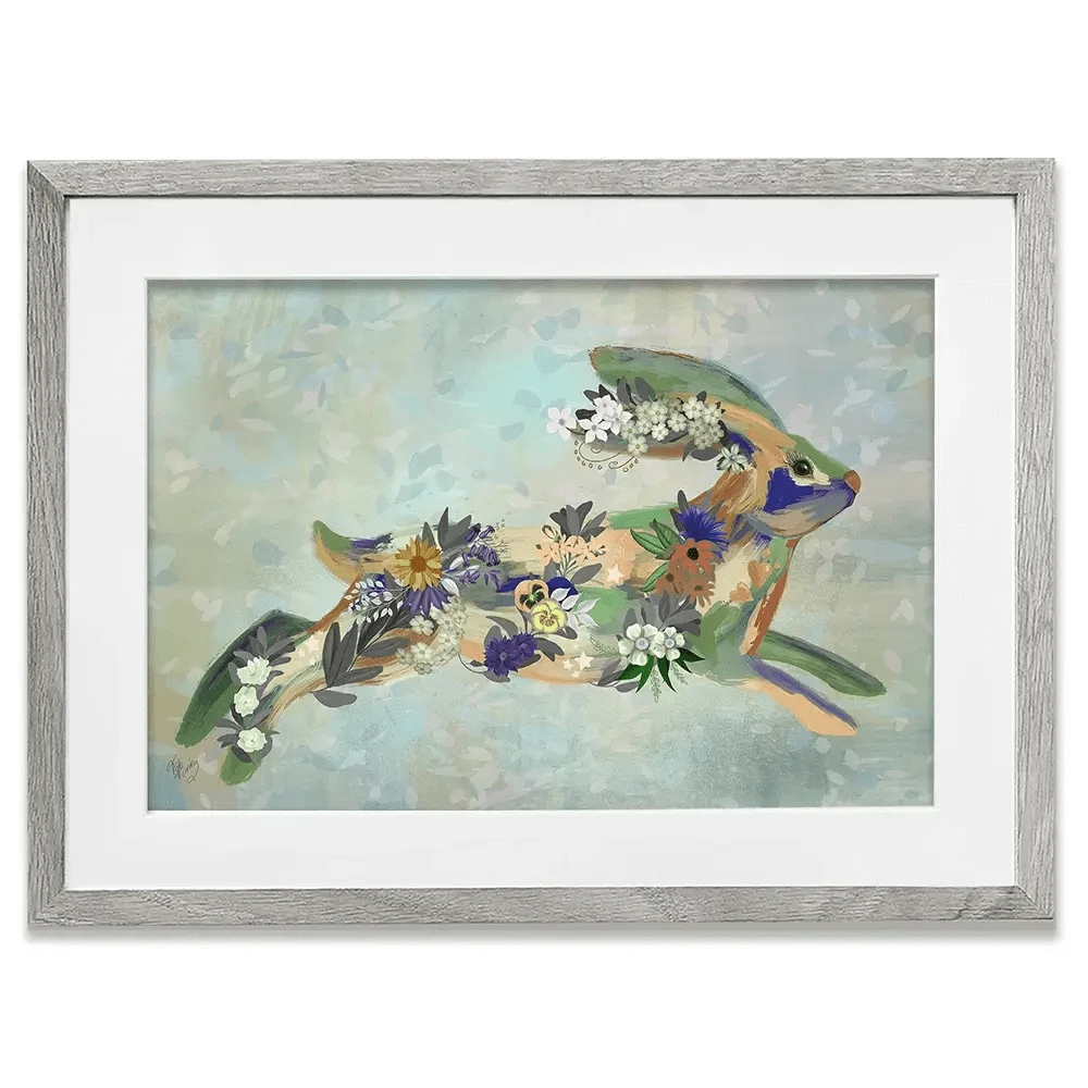 Fantastic Florals Hare Running Framed Art Print Fantastic Florals Hare Running Framed Art Print wall art product Fab Funky