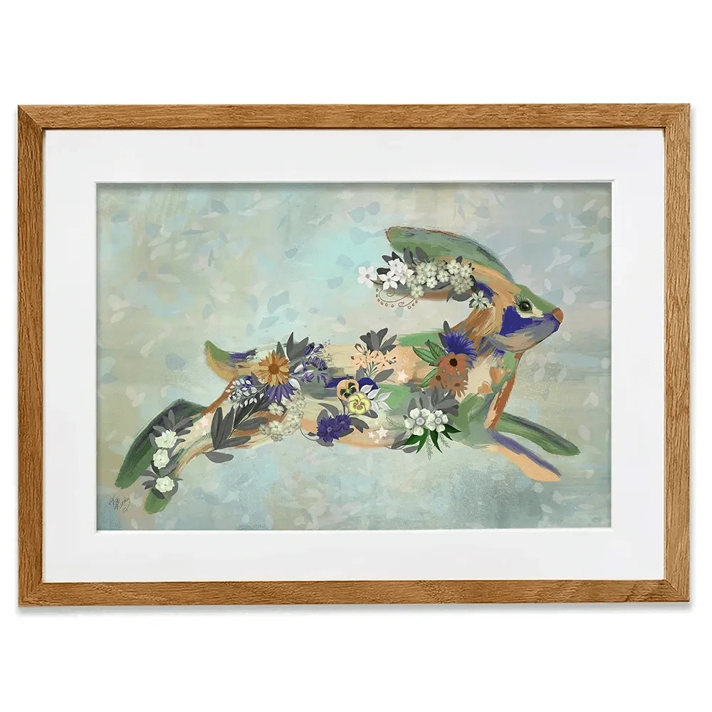 Fantastic Florals Hare Running Framed Art Print Fantastic Florals Hare Running Framed Art Print wall art product Fab Funky
