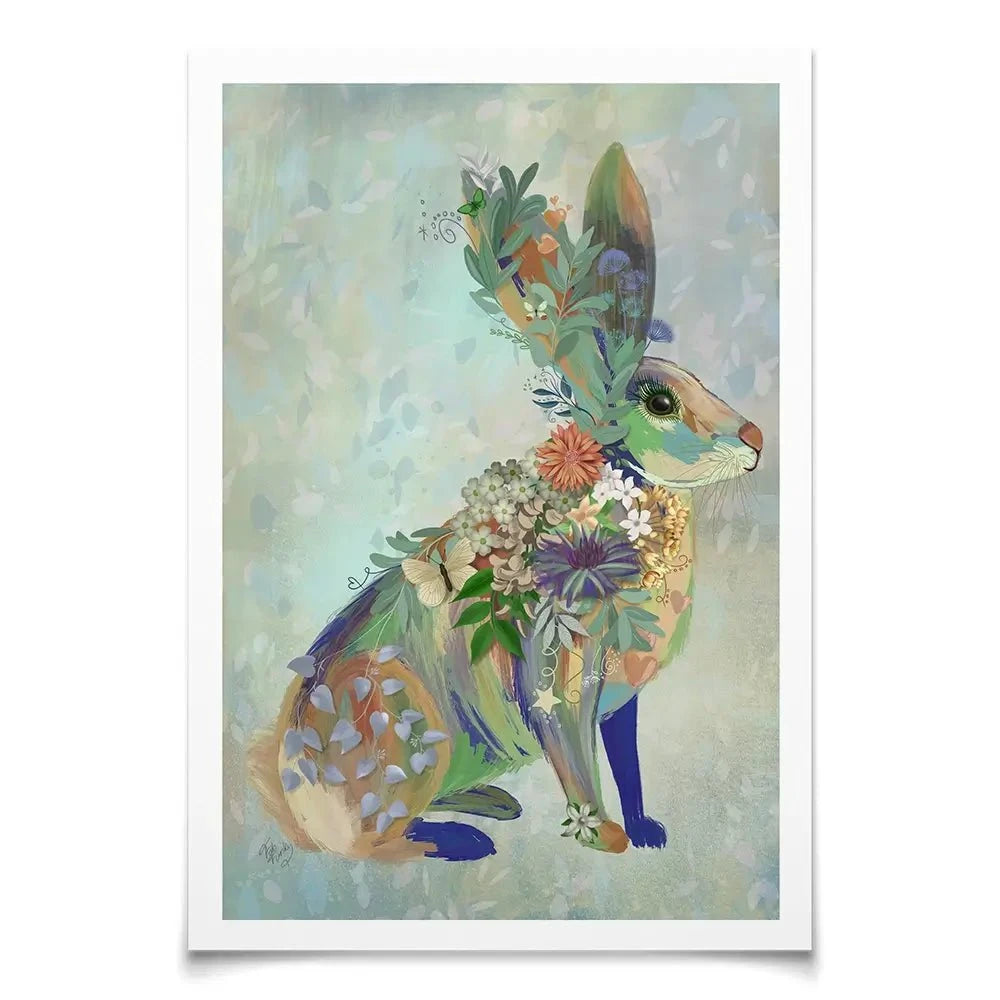 Fantastic Florals Hare Sitting Art Print Fantastic Florals Hare Sitting Art Print wall art product Fab Funky