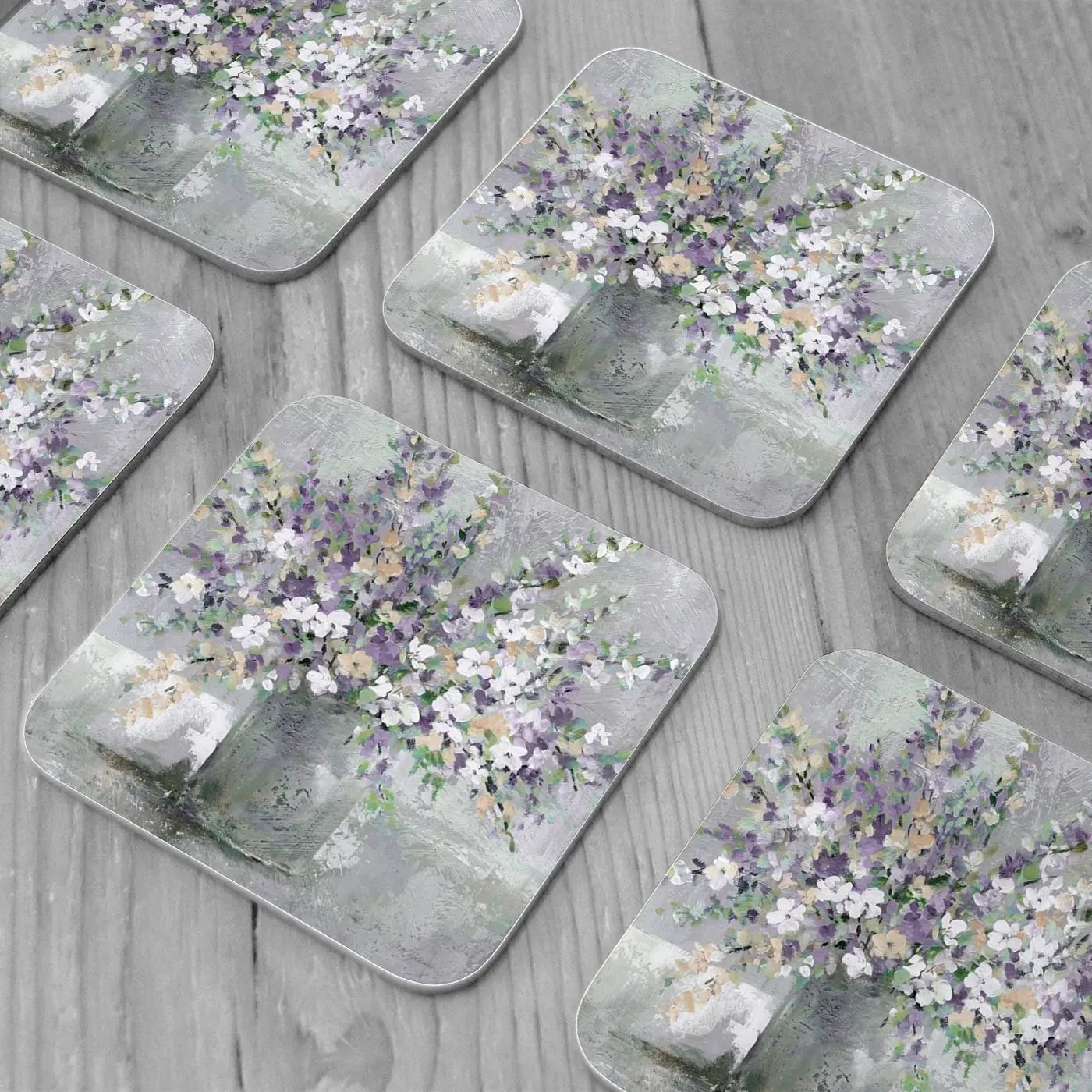 Farmhouse Lavender Coaster Set Rainbow Soul Tree Coaster Set | Rainbow Soul Tree Art Coasters wall art product Carol Robinson