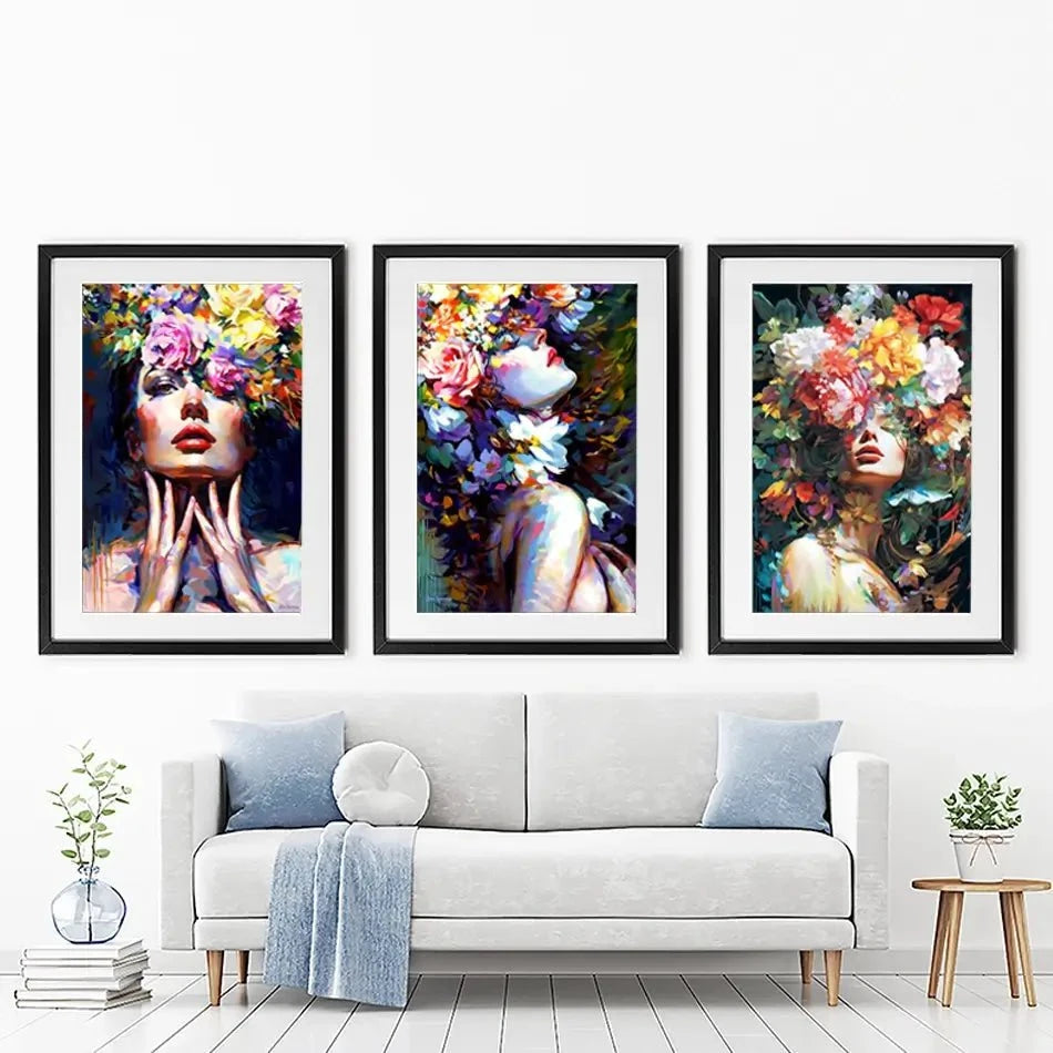 Female Florals Framed Art Print Trio Female Florals Framed Art Print Trio wall art product Leon Devenice