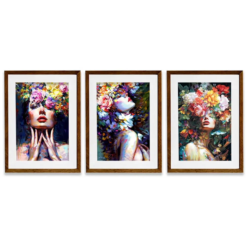 Female Florals Framed Art Print Trio Female Florals Framed Art Print Trio wall art product Leon Devenice