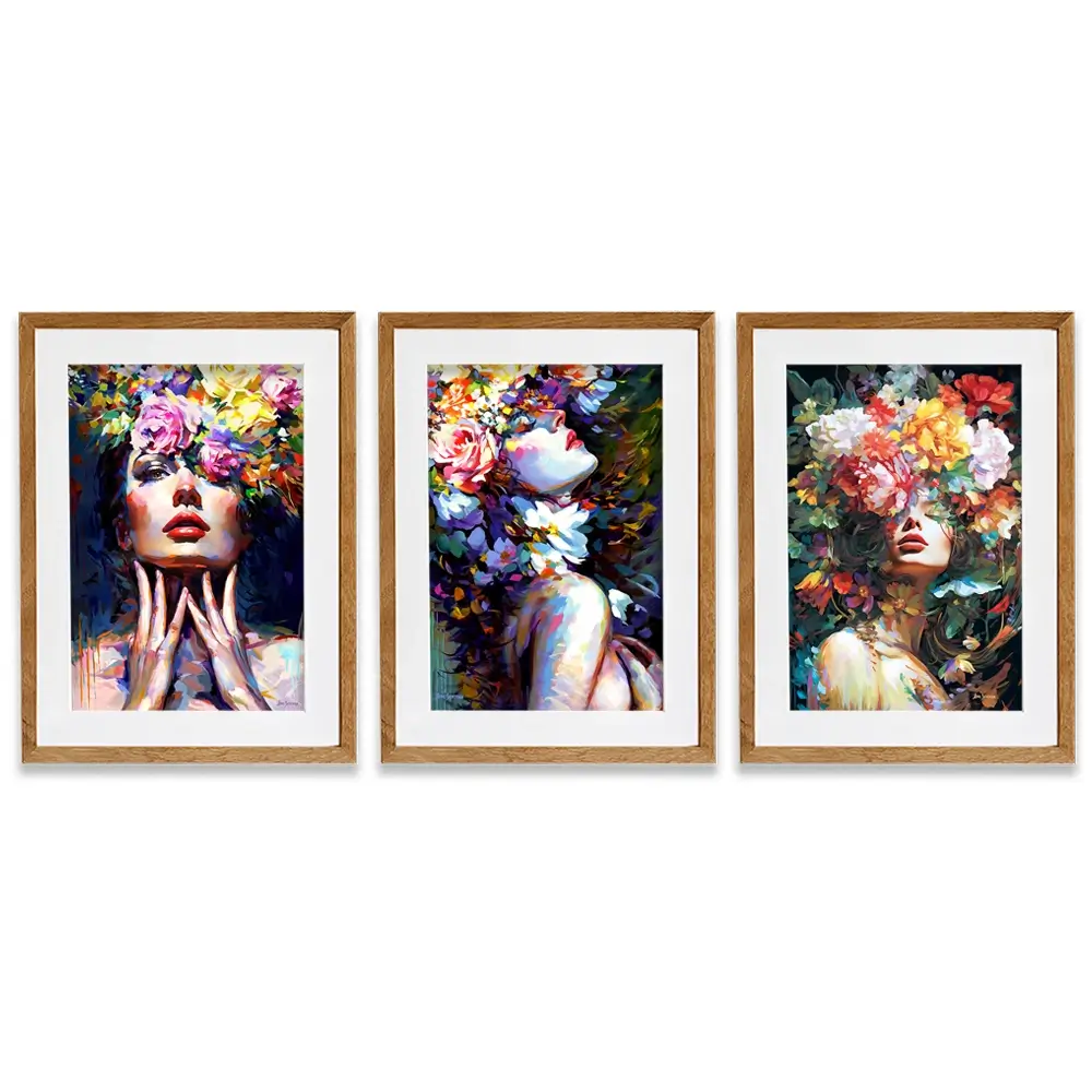 Female Florals Framed Art Print Trio Female Florals Framed Art Print Trio wall art product Leon Devenice