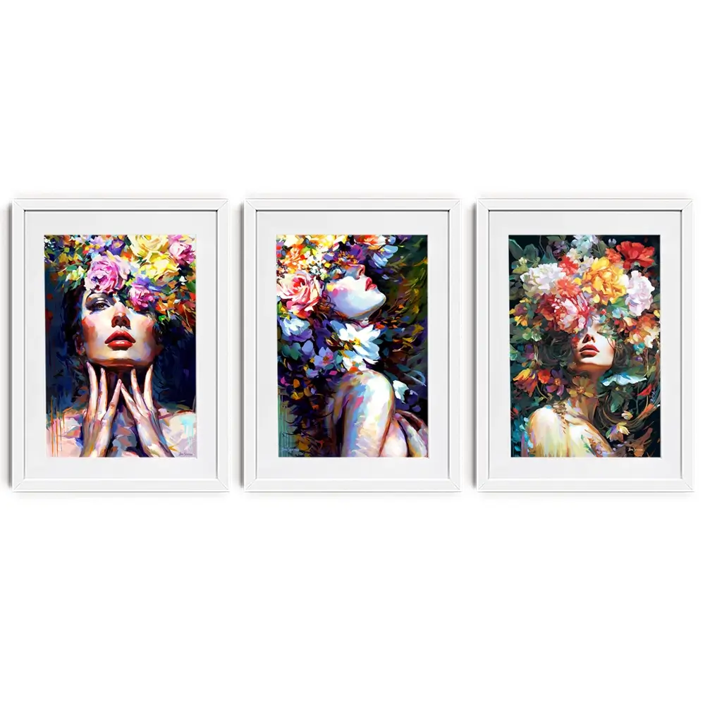 Female Florals Framed Art Print Trio Female Florals Framed Art Print Trio wall art product Leon Devenice