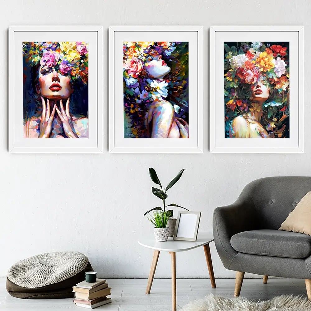 Female Florals Framed Art Print Trio Female Florals Framed Art Print Trio wall art product Leon Devenice