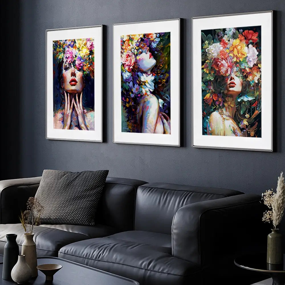 Female Florals Framed Art Print Trio Female Florals Framed Art Print Trio wall art product Leon Devenice