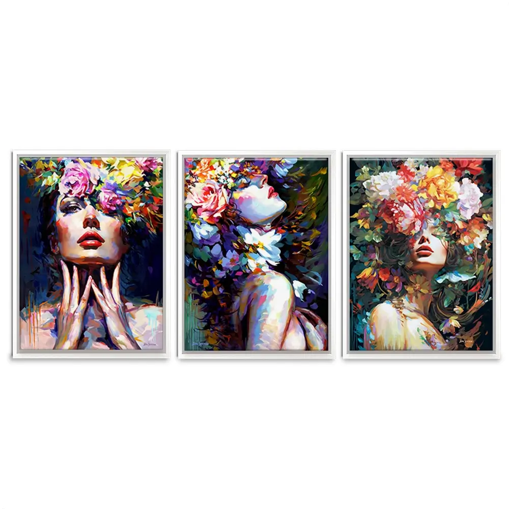 Female Florals Trio Canvas Print Female Florals Trio Canvas Print wall art product Leon Devenice