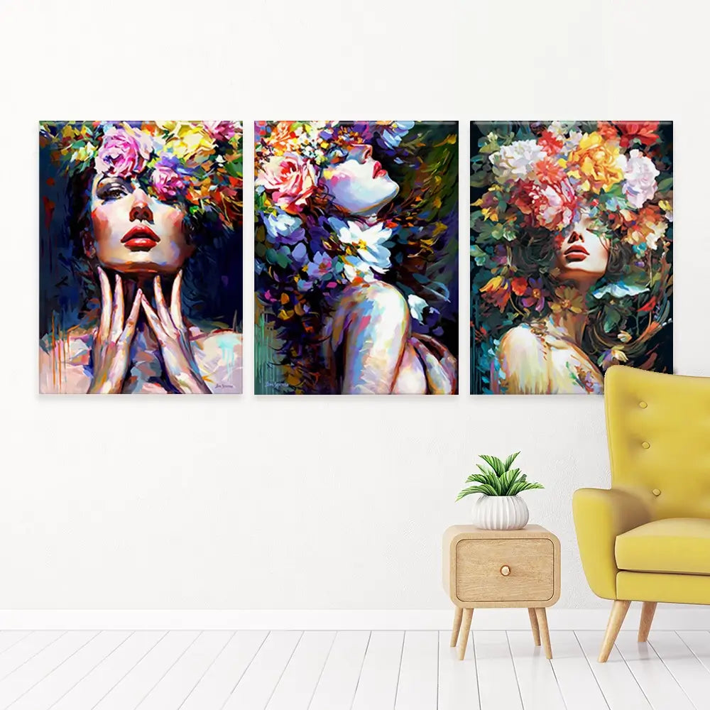 Female Florals Trio Canvas Print Female Florals Trio Canvas Print wall art product Leon Devenice