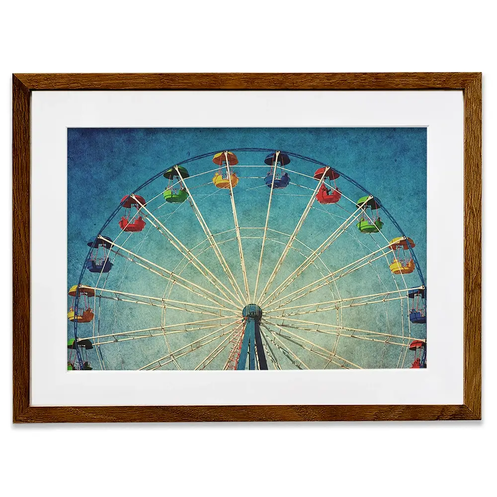 Ferris Wheel Against Blue Sky Framed Art Print Ferris Wheel Against Blue Sky Framed Art Print wall art product DarkBird / Shutterstock