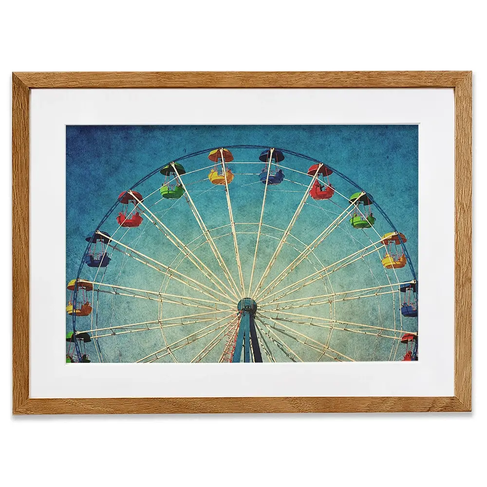 Ferris Wheel Against Blue Sky Framed Art Print Ferris Wheel Against Blue Sky Framed Art Print wall art product DarkBird / Shutterstock