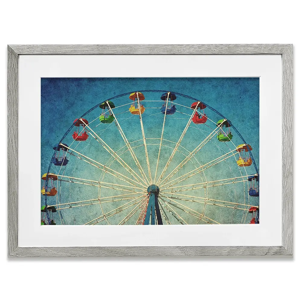Ferris Wheel Against Blue Sky Framed Art Print Ferris Wheel Against Blue Sky Framed Art Print wall art product DarkBird / Shutterstock